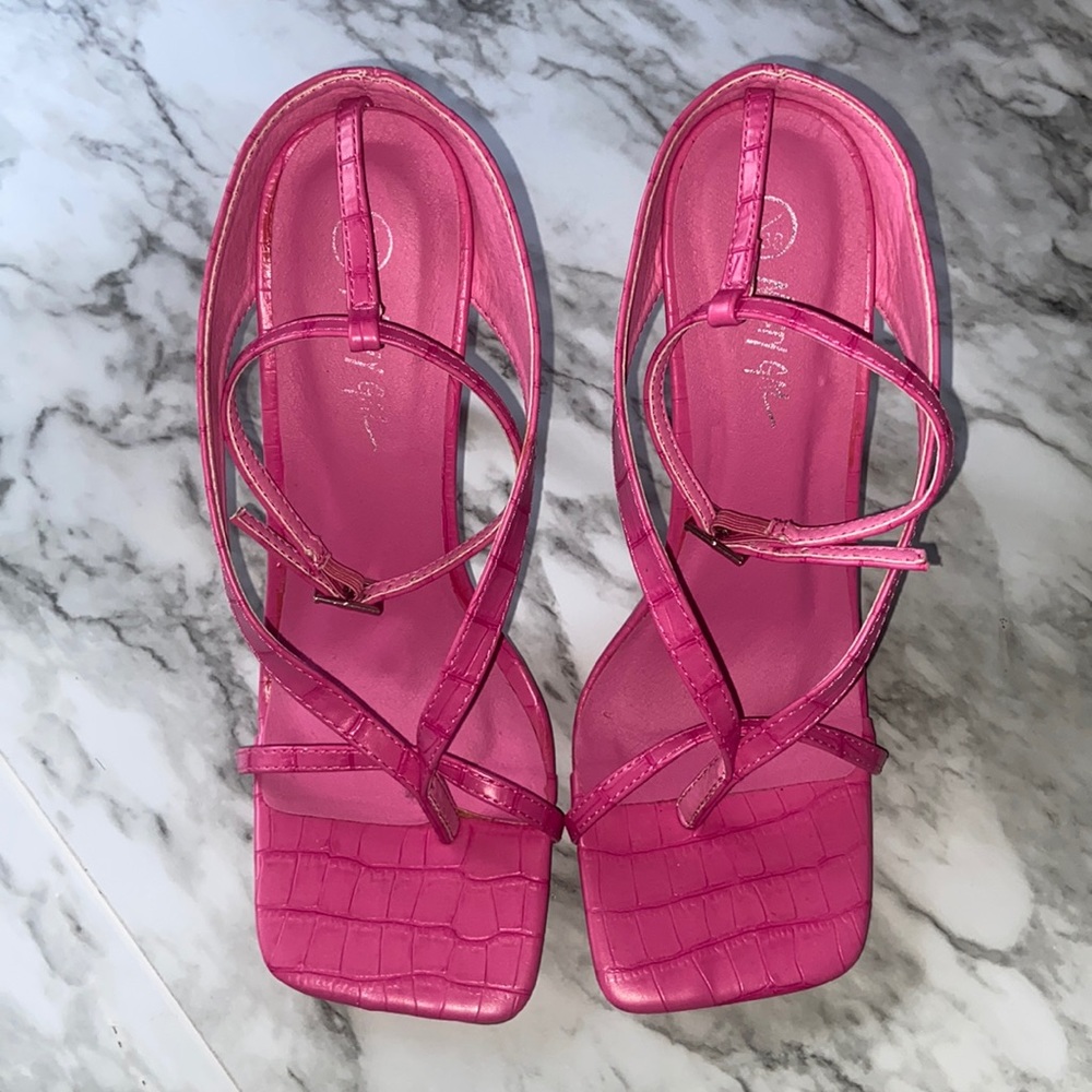 Nasty Gal pink Croc print heel